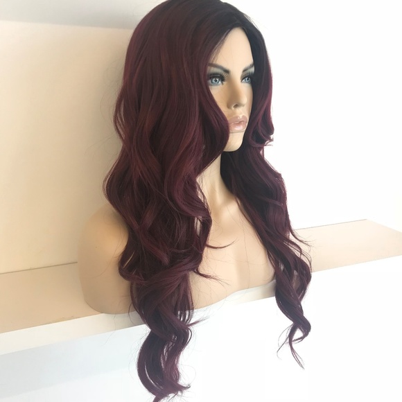 30" Side Part Burgundy Wavy Wig | Louisa - Picture 3 of 5